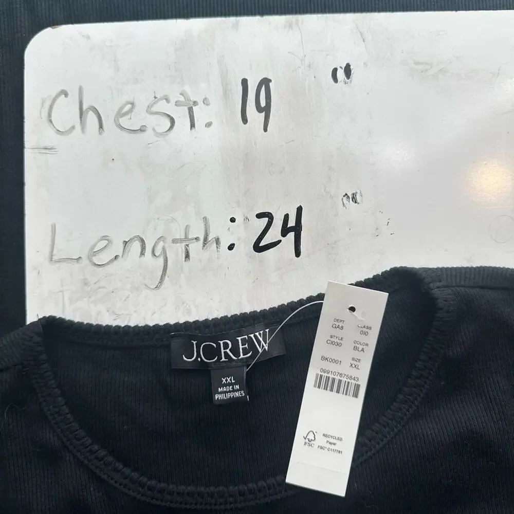 NWT J. Crew Fine Rib Short-sleeve T-shirt Black Size XXL  Classic Minimalist